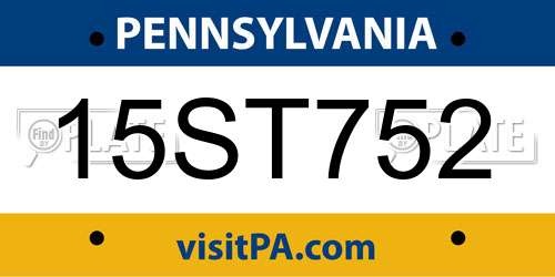 15ST752 Pennsylvania License Plate