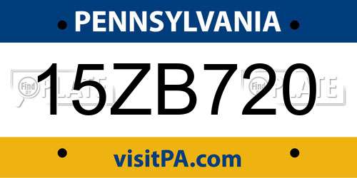 15ZB720 Pennsylvania License Plate
