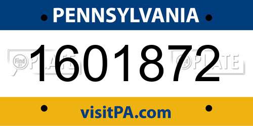 1601872 Pennsylvania License Plate