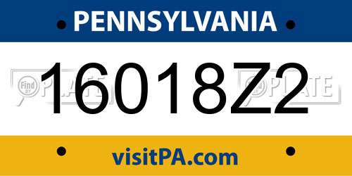 16018Z2 Pennsylvania License Plate