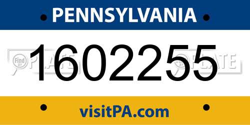1602255 Pennsylvania License Plate