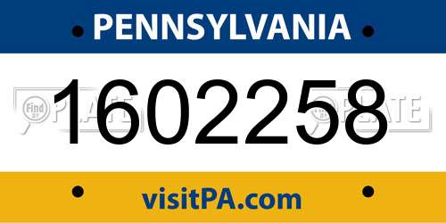 1602258 Pennsylvania License Plate