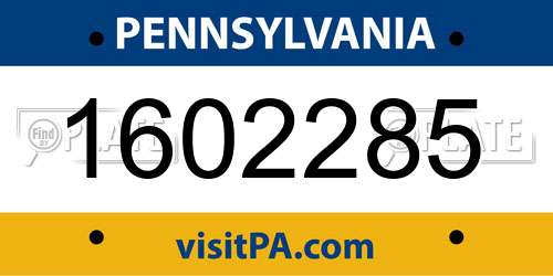 1602285 Pennsylvania License Plate