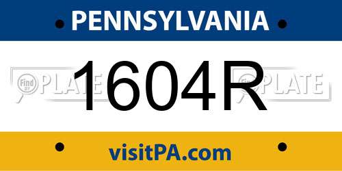 1604R Pennsylvania License Plate