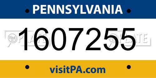 1607255 Pennsylvania License Plate