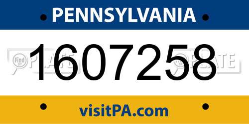 1607258 Pennsylvania License Plate