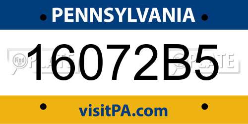 16072B5 Pennsylvania License Plate