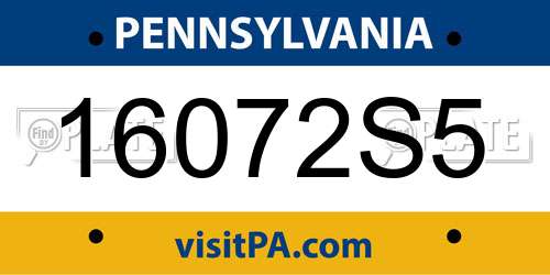 16072S5 Pennsylvania License Plate