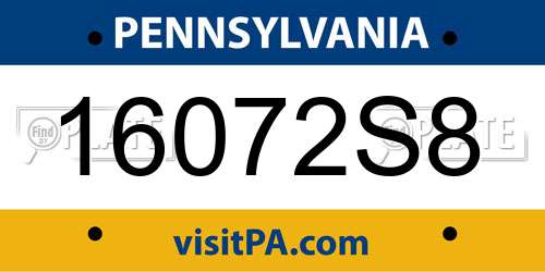 16072S8 Pennsylvania License Plate
