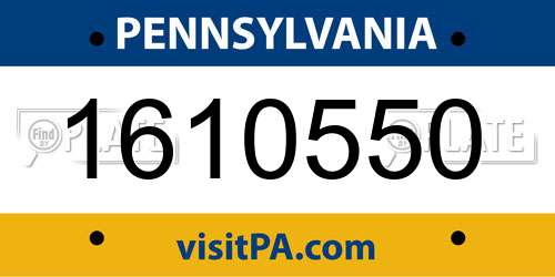 1610550 Pennsylvania License Plate