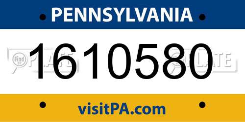 1610580 Pennsylvania License Plate