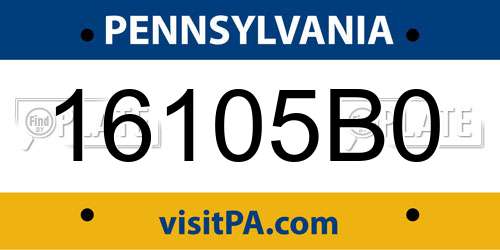 16105B0 Pennsylvania License Plate