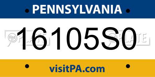 16105S0 Pennsylvania License Plate