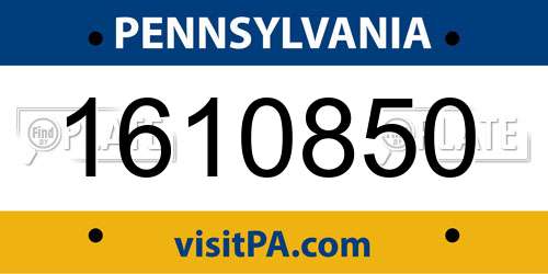 1610850 Pennsylvania License Plate