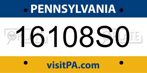 16108S0 Pennsylvania License Plate