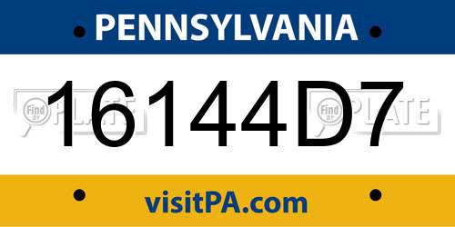 16144D7 Pennsylvania License Plate