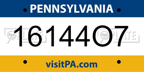 16144O7 Pennsylvania License Plate