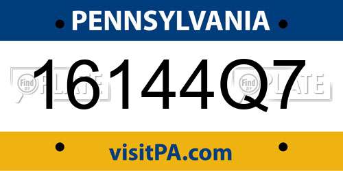 16144Q7 Pennsylvania License Plate