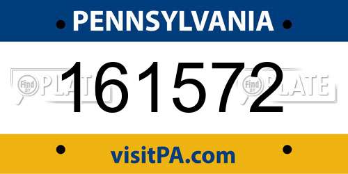161572 Pennsylvania License Plate