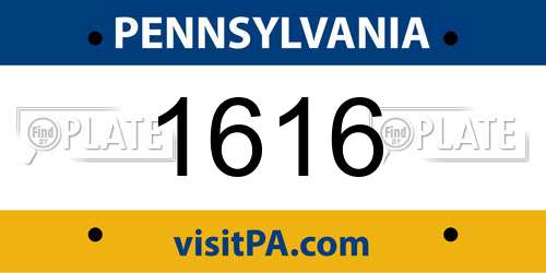 1616 Pennsylvania License Plate