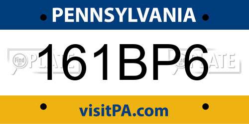 161BP6 Pennsylvania License Plate