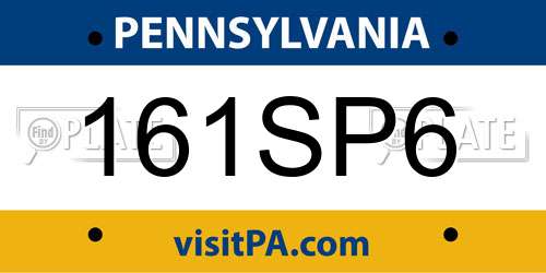 161SP6 Pennsylvania License Plate