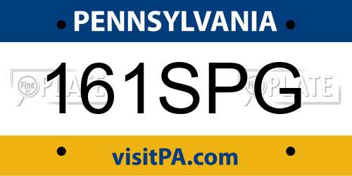 161SPG Pennsylvania License Plate