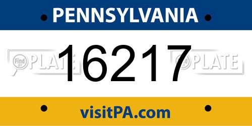 16217 Pennsylvania License Plate
