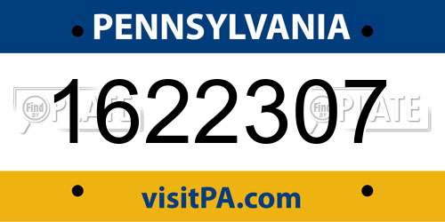 1622307 Pennsylvania License Plate