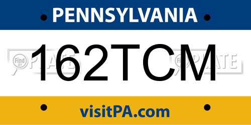 162TCM Pennsylvania License Plate