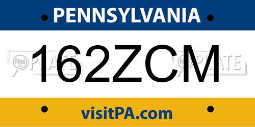 162ZCM Pennsylvania License Plate