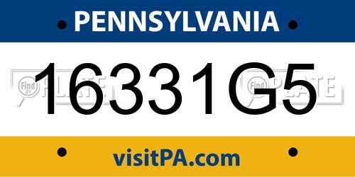 16331G5 Pennsylvania License Plate
