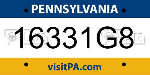 16331G8 Pennsylvania License Plate