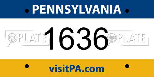 1636 Pennsylvania License Plate