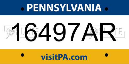 16497AR Pennsylvania License Plate