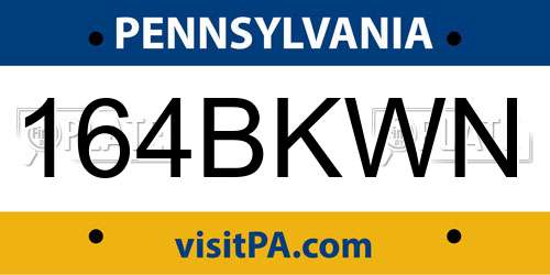164BKWN Pennsylvania License Plate