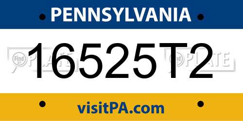16525T2 Pennsylvania License Plate