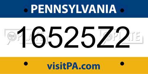 16525Z2 Pennsylvania License Plate