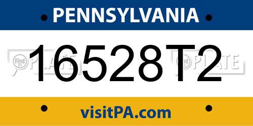16528T2 Pennsylvania License Plate