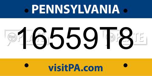 16559T8 Pennsylvania License Plate