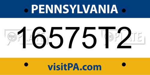 16575T2 Pennsylvania License Plate