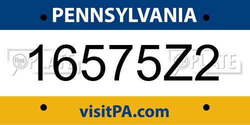16575Z2 Pennsylvania License Plate