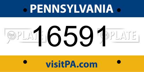16591 Pennsylvania License Plate