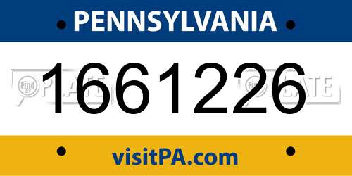 1661226 Pennsylvania License Plate