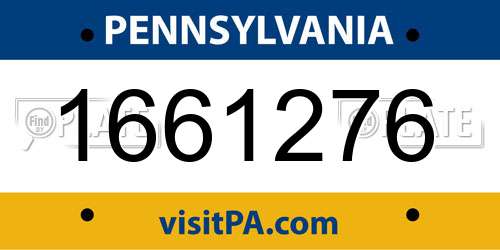 1661276 Pennsylvania License Plate
