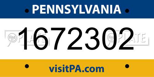 1672302 Pennsylvania License Plate