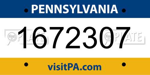 1672307 Pennsylvania License Plate