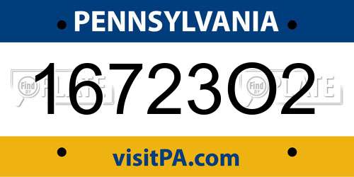 16723O2 Pennsylvania License Plate