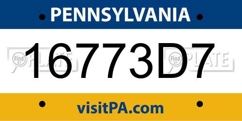 16773D7 Pennsylvania License Plate