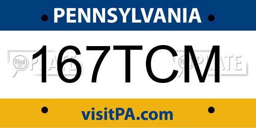 167TCM Pennsylvania License Plate